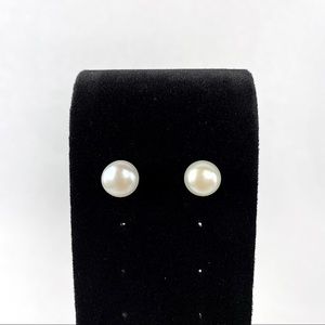 White Pearl and Sterling Silver Stud Earrings